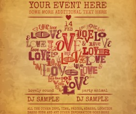 Valentine day vintage party poster vector