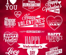 Valentine day wordArt logos with labels vector