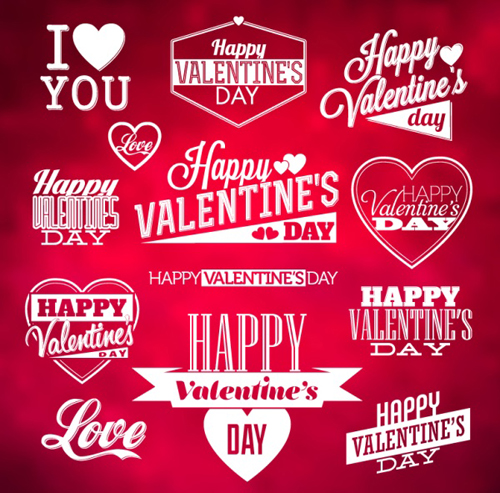 Valentine day wordArt logos with labels vector