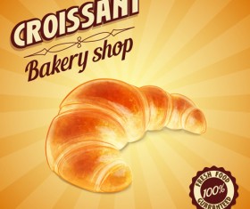 Vintage croissant poster vector design 02