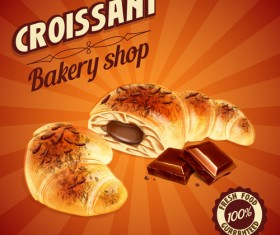 Vintage croissant poster vector design 03