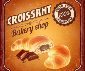 Vintage croissant poster vector design 04