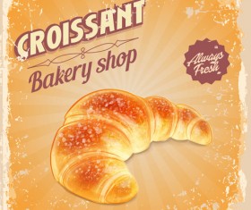 Vintage croissant poster vector design 05