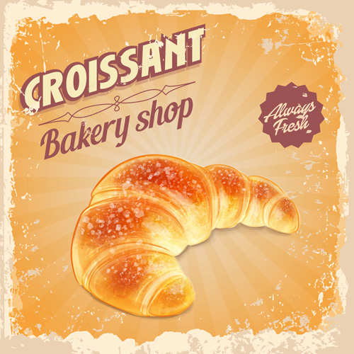 Vintage croissant poster vector design 05