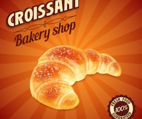 Vintage croissant poster vector design 06