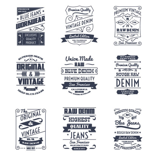 Vintage denim labels creative vector