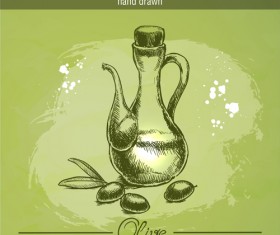 Vintage olive oil hand drawn vector 01