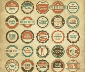 Vintage quality label with badges vector