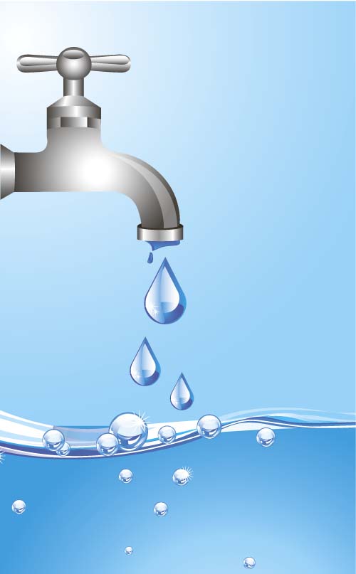 Water tap and water drop background vector 01