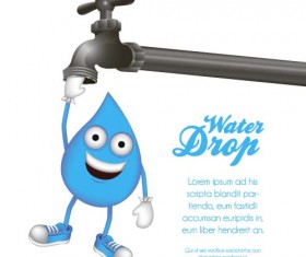 Water tap and water drop background vector 02