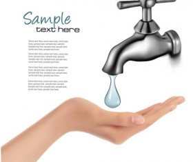 Water tap and water drop background vector 03