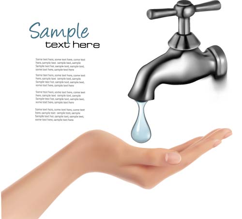 Water tap and water drop background vector 03