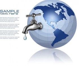 Water tap and water drop background vector 06
