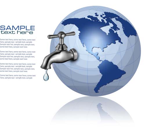 Water tap and water drop background vector 06