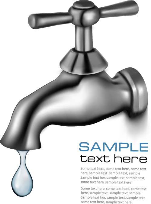 Water tap and water drop background vector 07