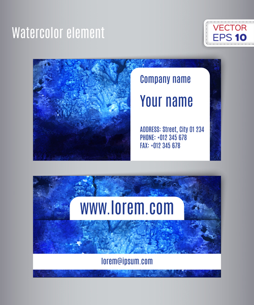 Watercolor business card creative vectors 01