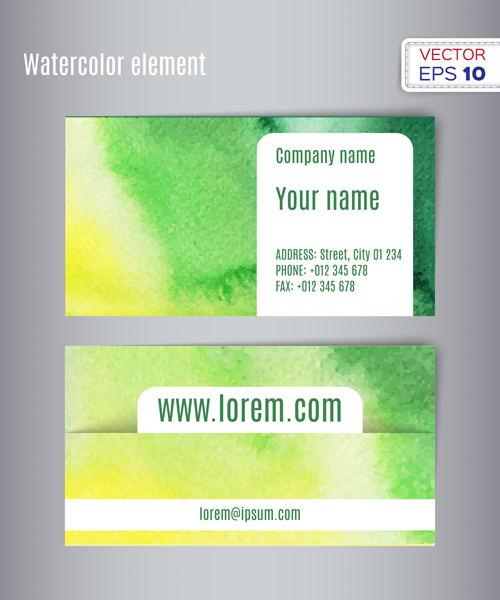 Watercolor business card creative vectors 03