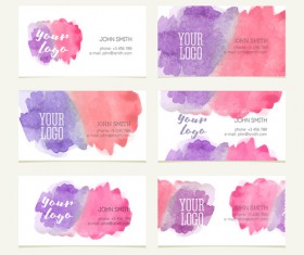 Watercolor business card creative vectors 05
