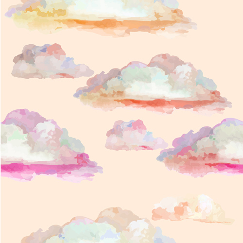Watercolor cloud seamless pattern vector