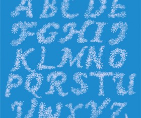 White snowflake alphabets vectors
