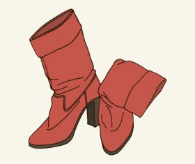 Woman boots hand drawn vector 01