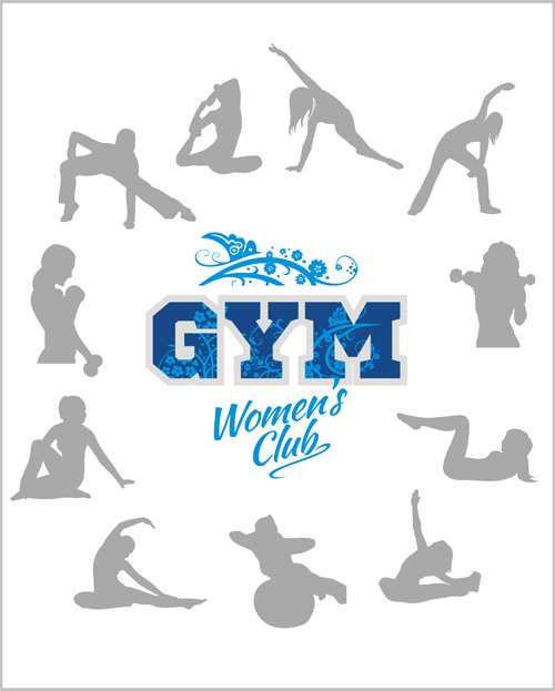 Women's fitness club poster vectors material 01