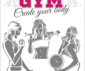 Women's fitness club poster vectors material 02