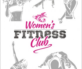 Women's fitness club poster vectors material 05
