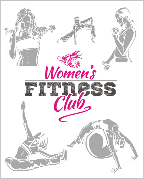 Women's fitness club poster vectors material 05