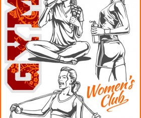 Women's fitness club poster vectors material 06