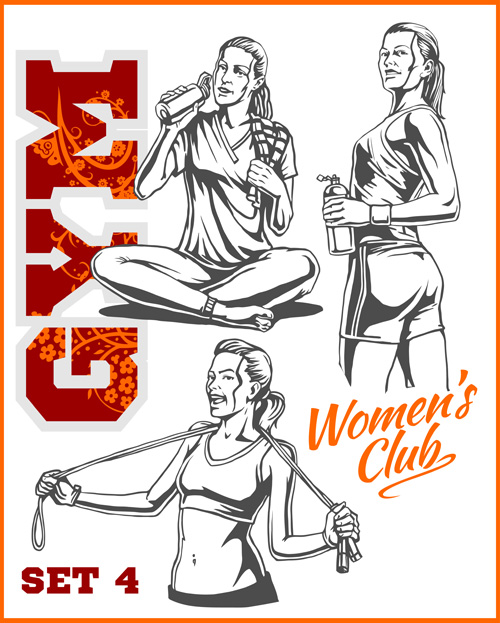 Women's fitness club poster vectors material 06