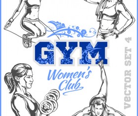 Women's fitness club poster vectors material 07
