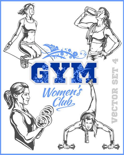 Women's fitness club poster vectors material 07