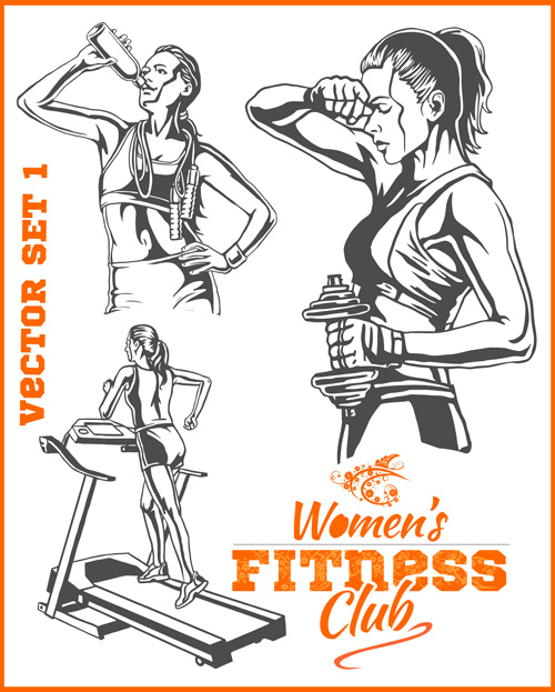 Women's fitness club poster vectors material 08