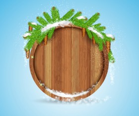 Wood barrel with christmas background design vector 06