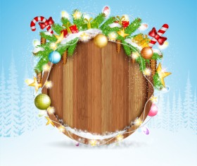 Wood barrel with christmas background design vector 08
