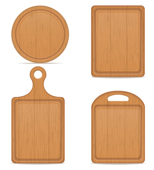 Wooden cutting board vector design set 05