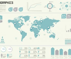 World map with infographics creative vector 01