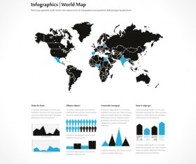 World map with infographics creative vector 02