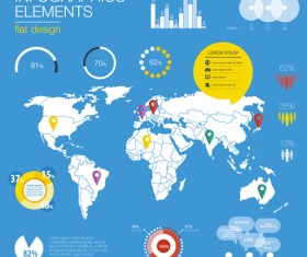 World map with infographics creative vector 03