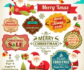 Xmas holiday labels with santa vector
