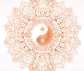 Yin and Yang with mandala patterns vector 03