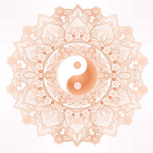 Yin and Yang with mandala patterns vector 03