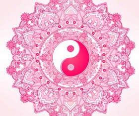 Yin and Yang with mandala patterns vector 04