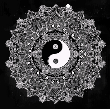 Download Yin and Yang with mandala patterns vector 07 free download