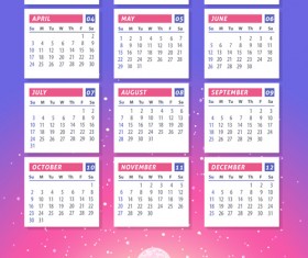 2016 calendar with winter landscape vector 01