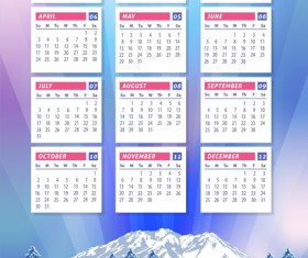 2016 calendar with winter landscape vector 02