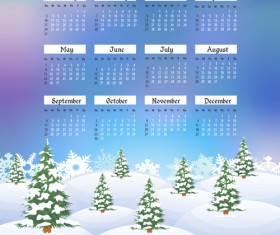 2016 calendar with winter landscape vector 03