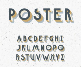3D poster alphabets font vector 01