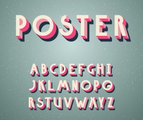 3D poster alphabets font vector 02